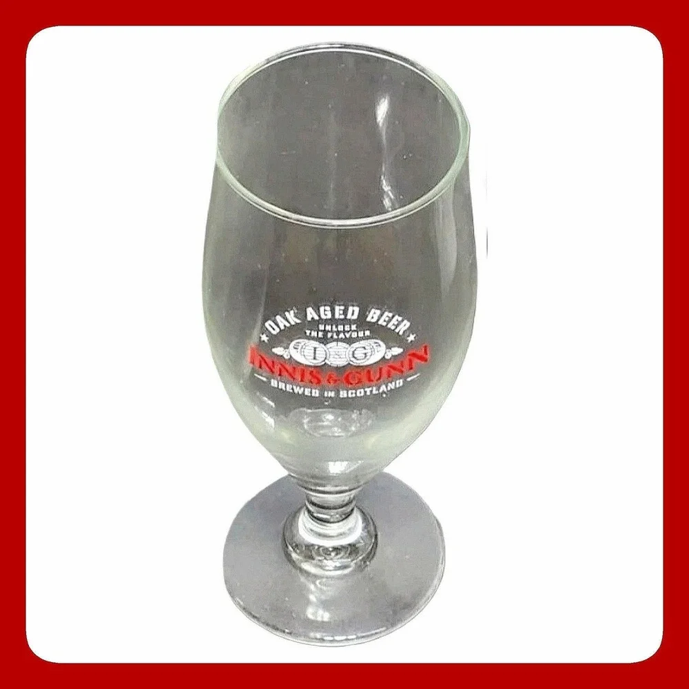 Innis & Gunn Oak Aged Beer Tulip Glass Stemmed Brewed Scotland Logo Barware